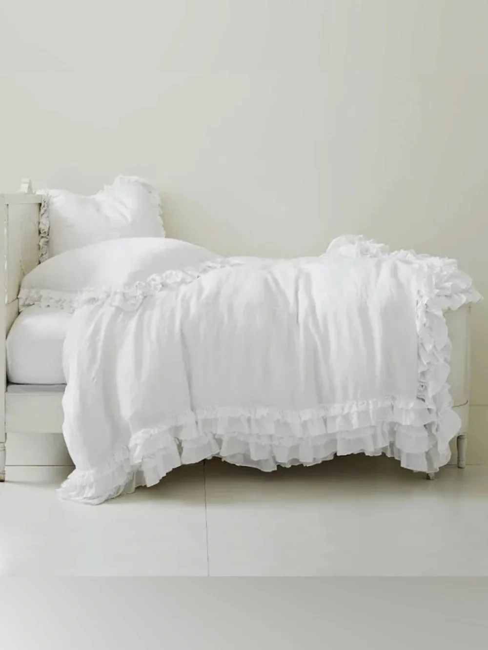 Rachel Ashwell Shabby Chic Petticoat Twin Duvet Cover White Cotton Eyelet Ruffle